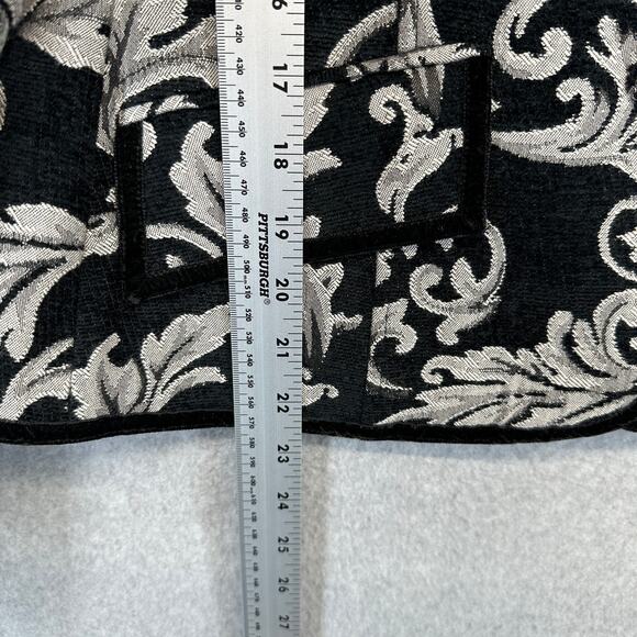 VTG Lovely Blazer Jacket Womens 12 Black White Baroque Damask Pattern 3-Button - Picture 13 of 15